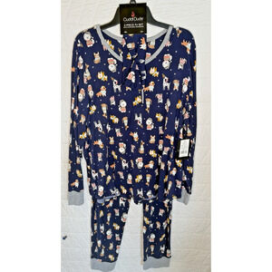 Cuddl Duds Pajama Set Long Sleeve Feel Good super soft blue dog print sz XXL NWT